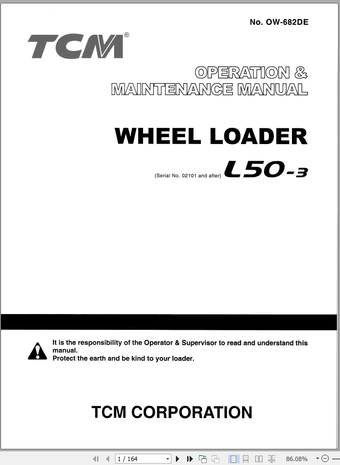 TCM Wheel Loader L50 3 Operation Maintenance Manual OW 682DE