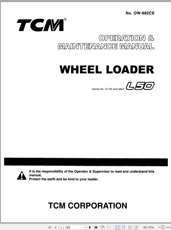 TCM Wheel Loader L50 Operation Maintenance Manual OW 682CE