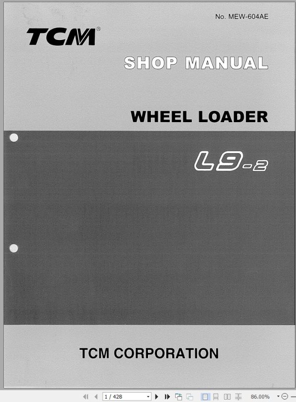 TCM Wheel Loader L9 2 Shop Manual MEW 604AE