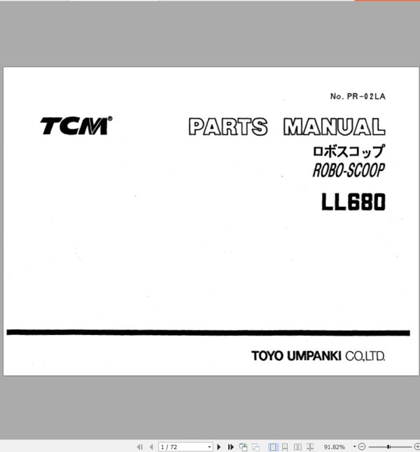TCM Wheel Loader LL680 Parts Manual PR 02LA
