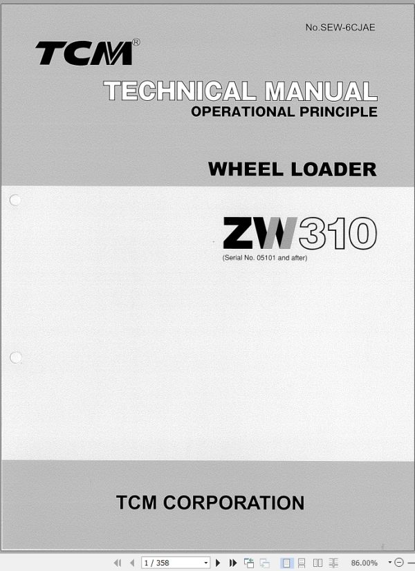 TCM Wheel Loader ZW310 Technical Manual SEW 6CJAE
