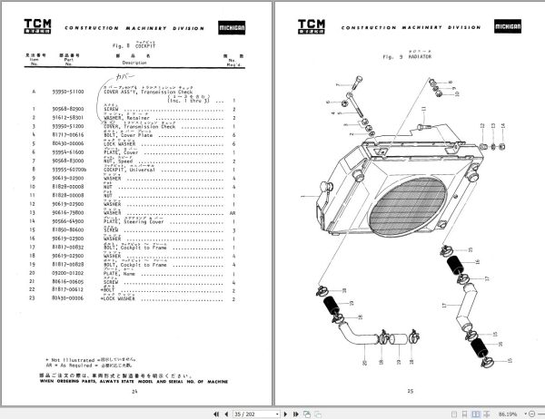 TCM Wheel Steer Tractor Shovel 125IIIN Parts Manual 1