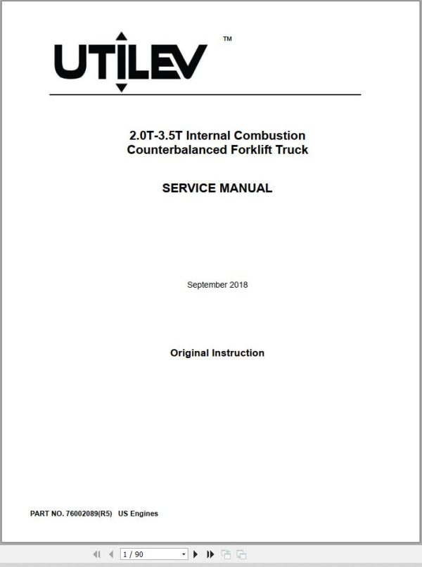 Yale Forklift A266 UT15 18P Service and Operation Manual