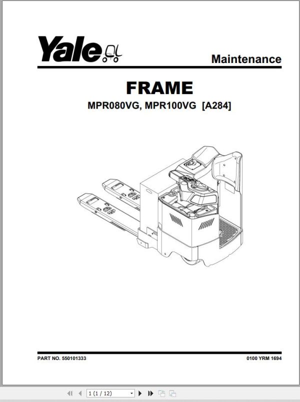 Yale Forklift A284 MPR080VG MPR100VG Service Manual