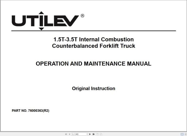 Yale Forklift A285 UT20 25P UT30 35P Service and Operation Manual