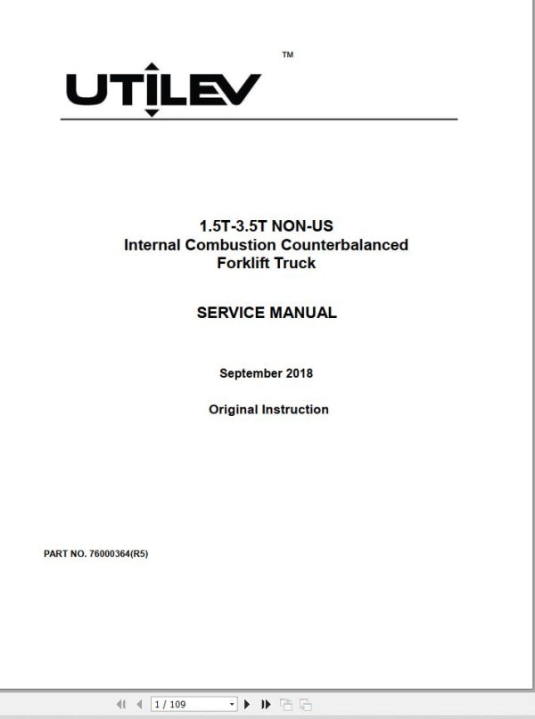Yale Forklift A285 UT20 25P UT30 35P Service and Operation Manual 2