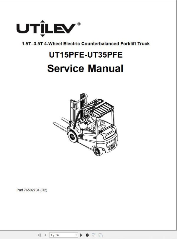 Yale Forklift A374 UT15 25PFE Service Operation Maintenance Manual 1