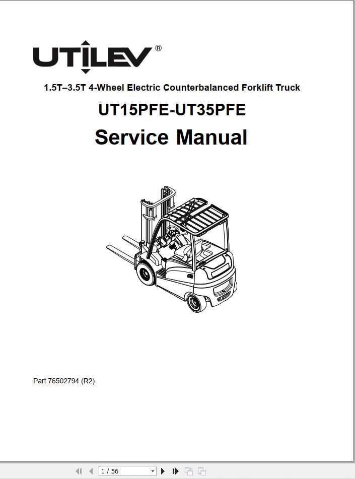Yale Forklift A374 UT15 25PFE Service Operation Maintenance Manual 1