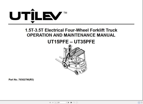 Yale Forklift A374 UT15 25PFE Service Operation Maintenance Manual 1 1