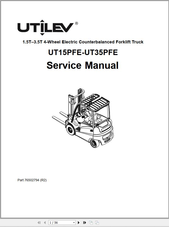 Yale Forklift A379 UT15 25PFE Service Operation Maintenance Manual 1