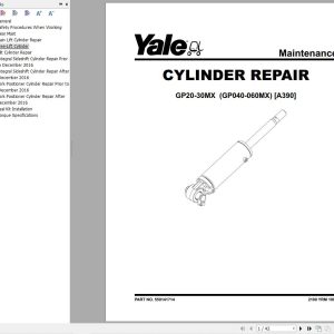 Yale Forklift A390 GPGLP040MX GP050MX GP060MX Service Manual 08.2023