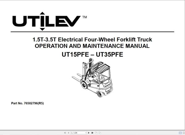 Yale Forklift A392 UT30 35PFE Operation Maintenance Service Manual