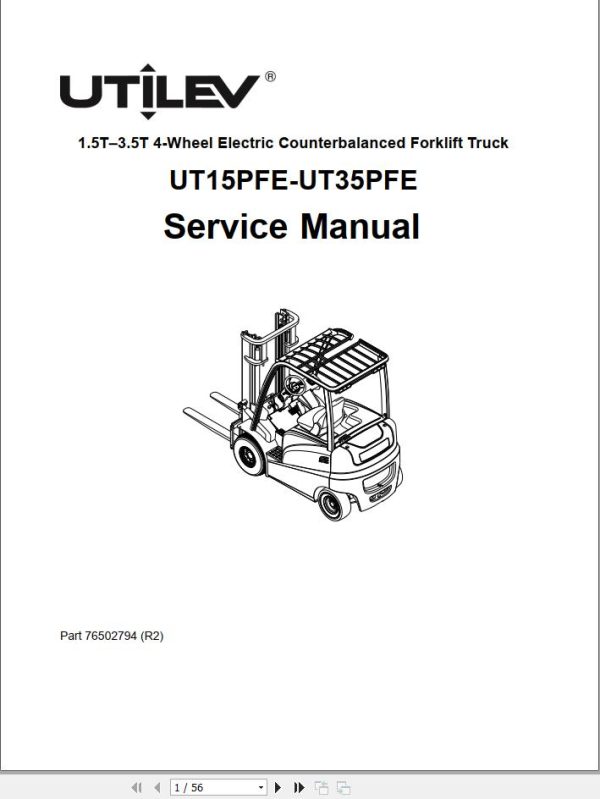 Yale Forklift A392 UT30 35PFE Operation Maintenance Service Manual 1