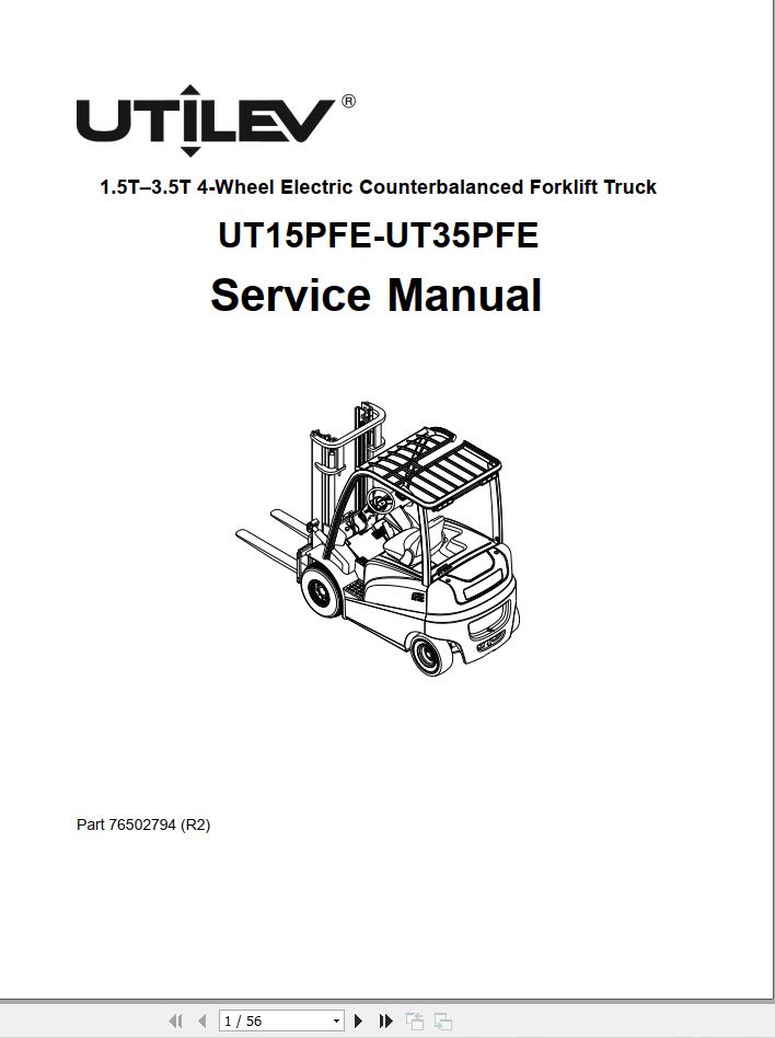 Yale Forklift A396 UT30 35PFE Operation Maintenance Service Manual