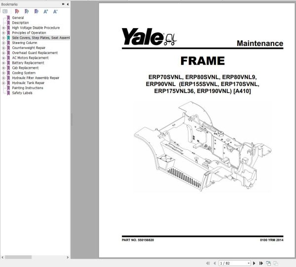 Yale Forklift A410 ERP80VNL6 ERP80VNL9 ERP90VNL Service Manual 3