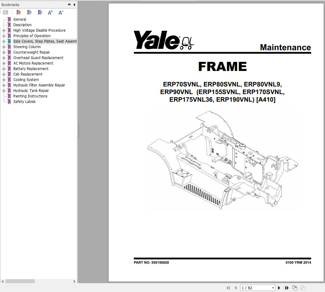 Yale Forklift A410 ERP80VNL6 ERP80VNL9 ERP90VNL Service Manual 3