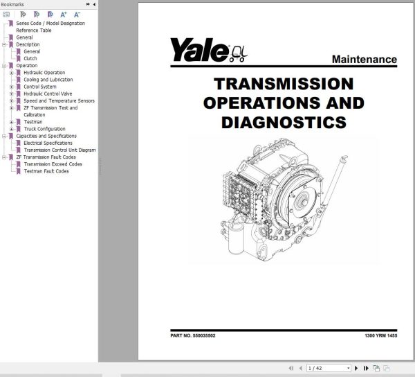Yale Forklift A674 GDP160 12EC to GDP160 9EC Service Manual 02.2023