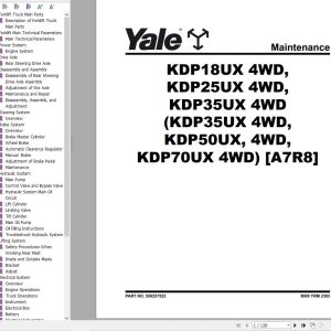 Yale Forklift A7R8 KDP35UX 4WD KDP50UX 4WD KDP70UX 4WD Service Manual
