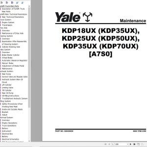 Yale Forklift A7S0 KDP35UX KDP50UX KDP70UX Service Manual 09.2023