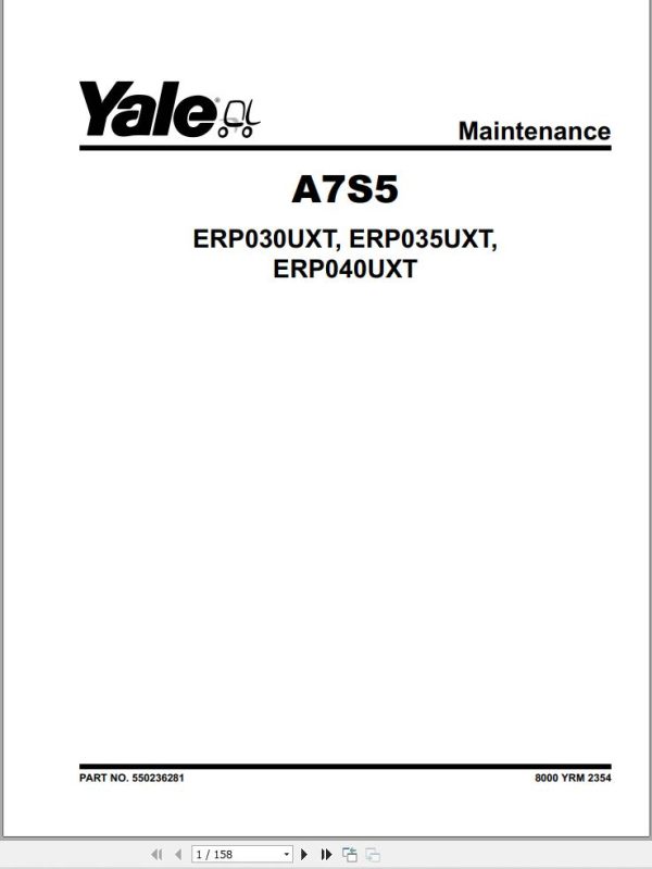 Yale Forklift A7S5 ERP030UXT ERP035UXT ERP040UXT Service Manual