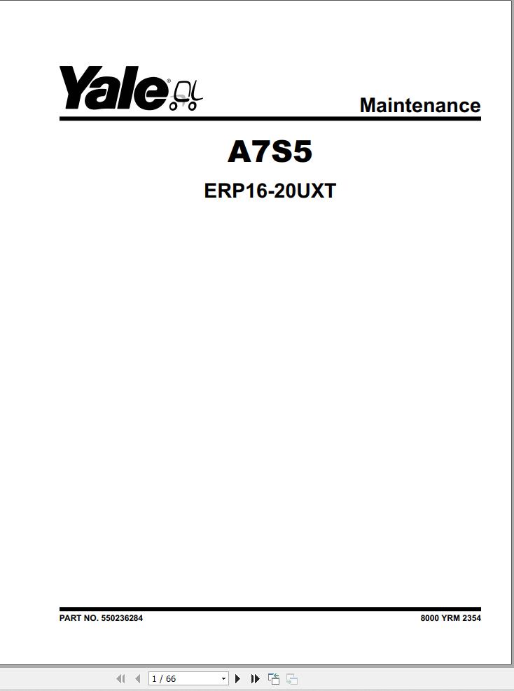 Yale Forklift A7S5 ERP16UXT ERP18UXT ERP20UXT Service Manual
