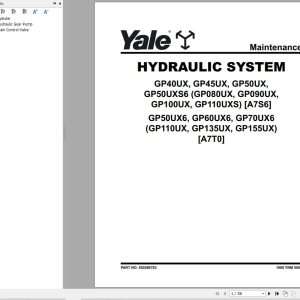 Yale Forklift A7S6 GP080UX GP090UX GP100UX Service Manual 09.2023