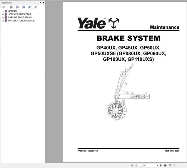 Yale Forklift A7S6 GP40UX GP45UX GP50UX5 Service Manual 09.2023