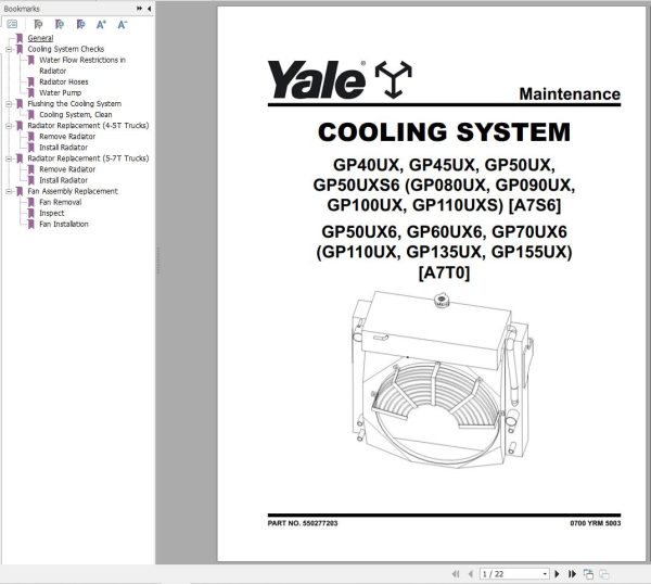 Yale Forklift A7S6 GP40UX GP45UX GP50UX5 Service Manual 09.2023 1