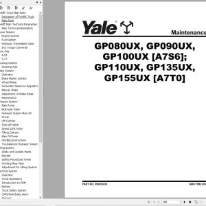 Yale Forklift A7T0 GP110UX GP135UX GP155UX Service Manual 09.2023