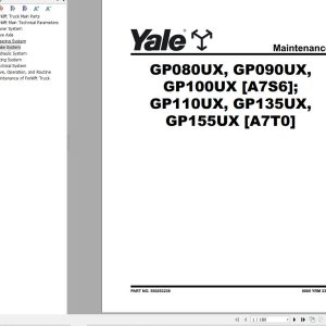 Yale Forklift A7T0 GP50UX6 GP60UX6 GP70UX6 Europe Service Manual 09.2023