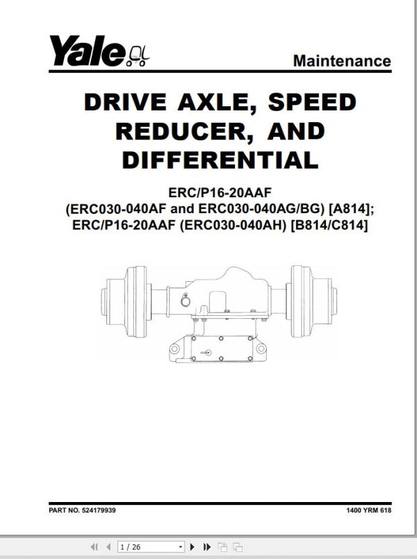 Yale Forklift A814 ERC AF BF Service Manual