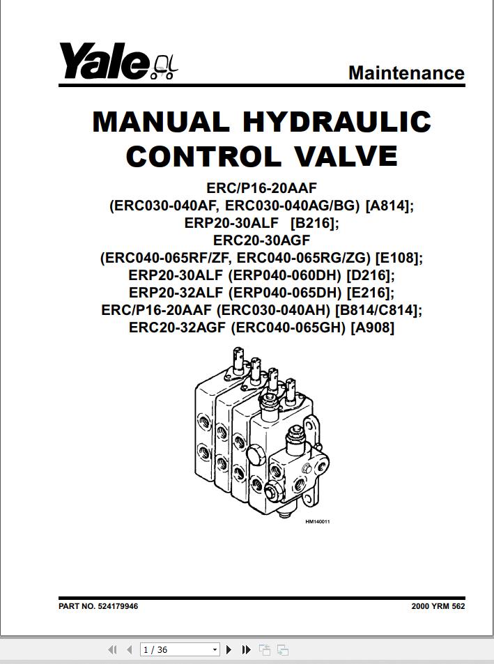 Yale Forklift A814 ERC ERP16 20AAF Service Manual