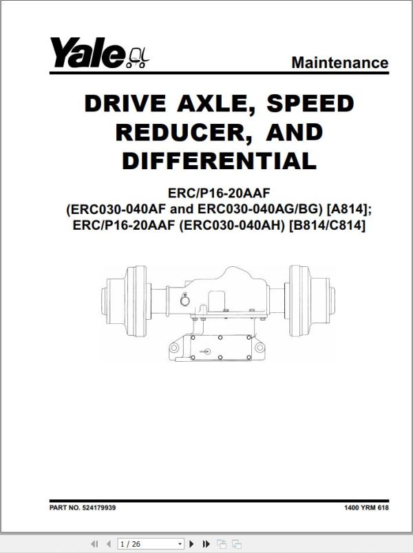 Yale Forklift A814 ERP AF BF Service Manual