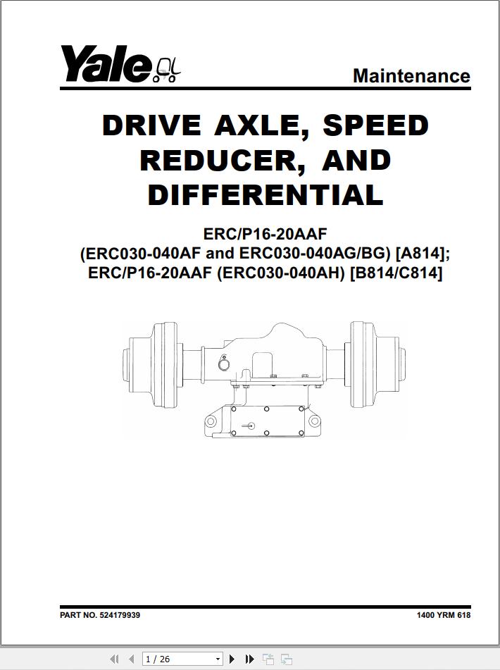 Yale Forklift A814 ERP AF BF Service Manual