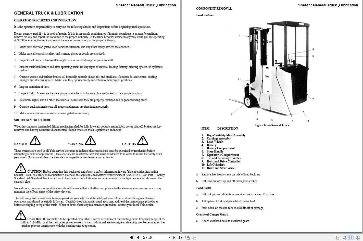 Yale Forklift A824 ESC020 25 030AB Service Manual
