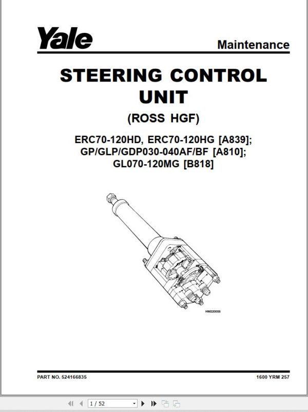 Yale Forklift A839 ERC35 40 45 55HG Service Manual 1