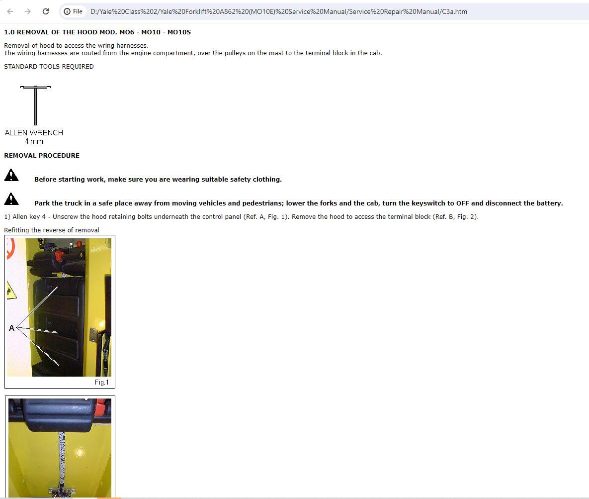 Yale Forklift A862 MO10E Service Manual 2
