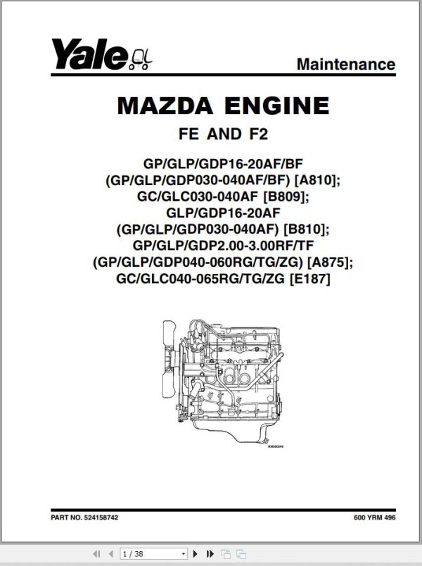 Yale Forklift A875 GDP040 050RG Service Manual 02.2023 2