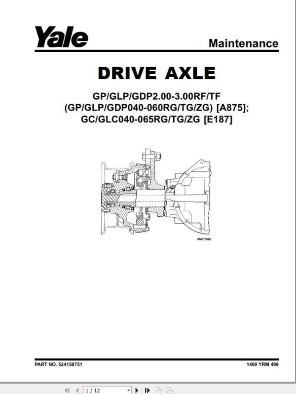 Yale Forklift A875 GDPGLP20 30RFTF Europe Service Manual 02.2023 2