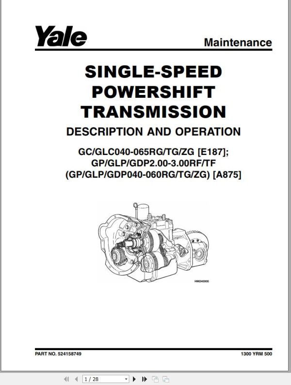 Yale Forklift A875 GPGLP040 050RG Service Manual 2