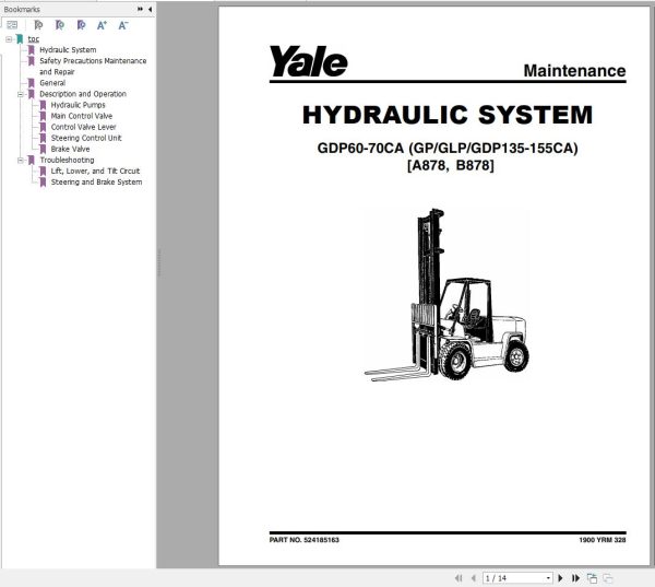 Yale Forklift A878 GDP60 70CA Europe Service Manual 02.2023 1