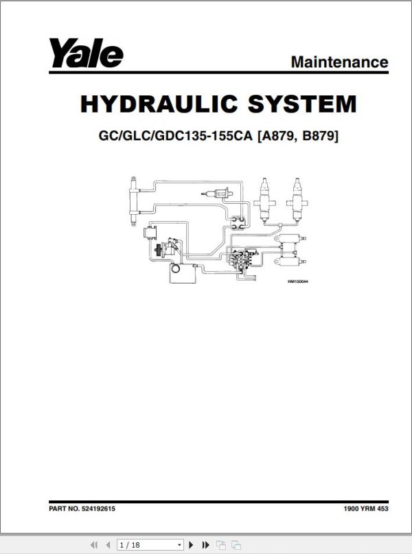Yale Forklift A879 GC GDCGLC135 155CA Service Manual