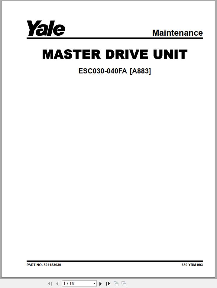 Yale Forklift A883 ESC030 040FA Service Manual