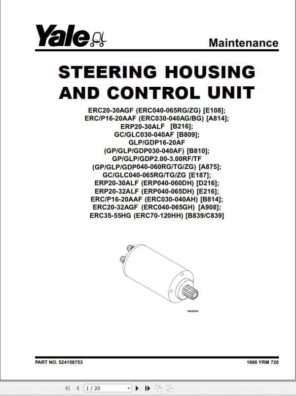 Yale Forklift A908 ERC040 65GH Service Manual