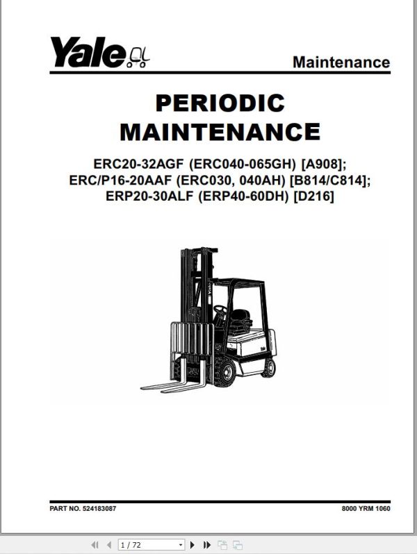 Yale Forklift A908 ERC040 65GH Service Manual 1