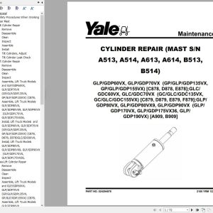 Yale Forklift A909 GDPGLP170VX to GDPGLP175VX36 Service Manual 02.2023