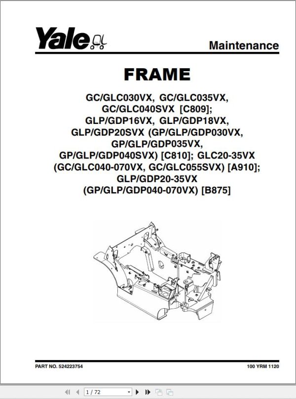 Yale Forklift A910 GC GLC040 GLC070VX Service Manual