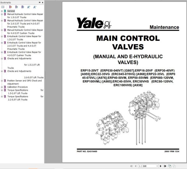 Yale Forklift A955 ERP030 040VF Service Manual