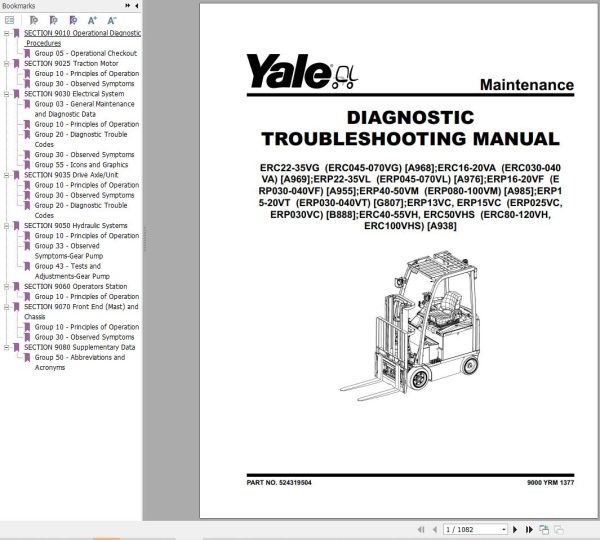 Yale Forklift A955 ERP16 18 20VF Service Manual