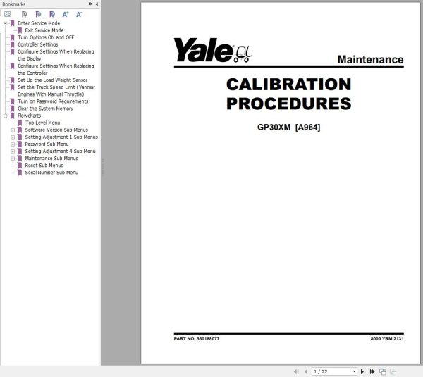Yale Forklift A964 GP30MX Service Manual 02.2023